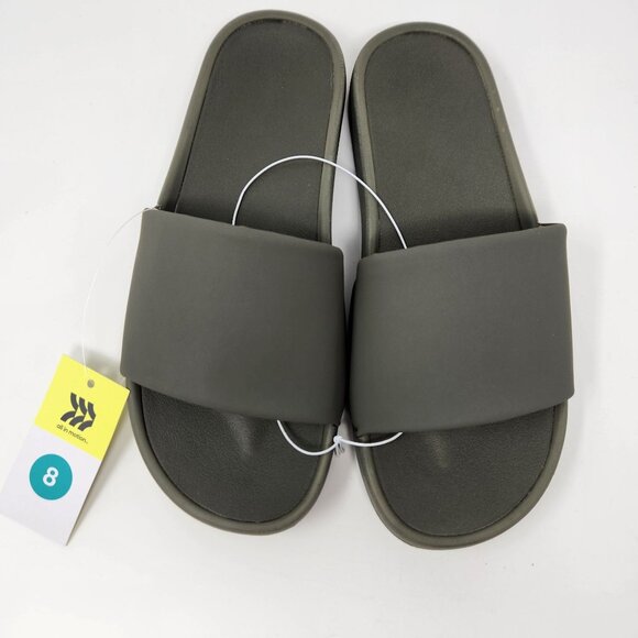 All in Motion Men's Trey Sport Slides Olive Green Size 8 Slip-on, Non-Marking So - Picture 2 of 6